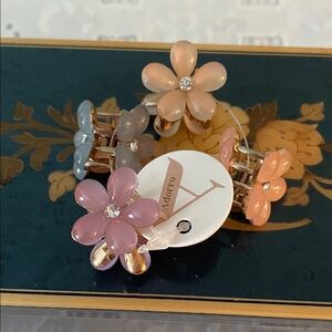 Elegant Floral Hair Clips Set - Pink, Gray, Peach